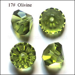 Perles d'imitation cristal autrichien, grade AAA, facette, diamant, vert jaune, 9.5~10x7~8mm, Trou: 0.9~1mm
