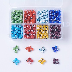 8 couleurs de perles de lampwork faites à la main, ronde, couleur mixte, 6mm, Trou: 1mm, à propos 60~70pcs / couleur, 8colors, environ 480~560 pcs / boîte