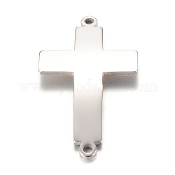 201 Stainless Steel Links connectors, Latin Sideways Cross, Stainless Steel Color, 25x14.5x1mm, Hole: 1mm
