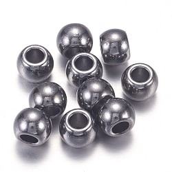 Tibetische Stil Legierung Großlochperlen, Großloch perlen, Cadmiumfrei und Nickel frei und Bleifrei, Rondell, Metallgrau, 10x7 mm, Bohrung: 4.5 mm