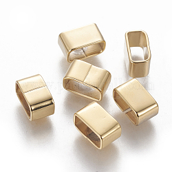201 charms per diapositive in acciaio inossidabile / perle scorrevoli, per fare braccialetti con cordoncino di cuoio, rettangolo, oro, 10x6x5.5mm, Foro: 4x8.5 mm