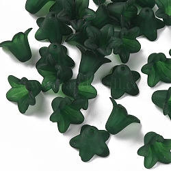 Transparent Acrylic Beads, Frosted, Flower, Dark Green, 17.5x12mm, Hole: 1.5mm, about 770pcs/500g