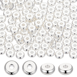 Beebeecraft 304 perles intercalaires en acier inoxydable, plat rond, couleur d'argent, 6x2.5mm, Trou: 1.8mm, environ 100 pcs / boîte