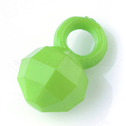 Pendentifs acryliques opaques, ronde à facettes, lime green, 13x8.5x8mm, Trou: 3.2mm, environ 1400 pcs/500 g