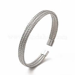 304 brazalete abierto con forma de cadena de malla de acero inoxidable para mujer, color acero inoxidable, diámetro interior: 2-1/4x2-1/8 pulgada (5.4x5.8 cm)