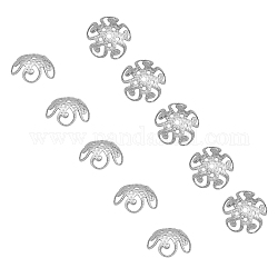 Unicraftale über 200pcs 5-Blütenblatt mentale Perlenkappen, 1 mm Loch Edelstahl Blumenperlenkappen, hohle Blütenperlenkappen für Ohrringe, Armbänder und andere DIY Schmuck Schmuckherstellung