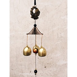 Alloy Wind Chimes Hanging Ornaments with Bell, Fish, 410x61mm