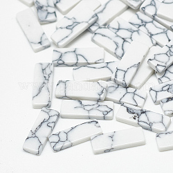 Cabochons turchese sintetico, rettangolo, bianco, 10x3x1.5mm