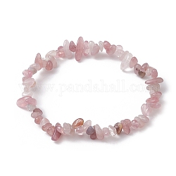 Braccialetti elasticizzati con perline di quarzo rosa naturale da donna, diametro interno: 2-1/4~2-1/2 pollice (58~62 mm)