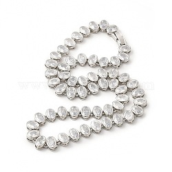 Halskette mit ovalen Gliedern aus klaren kubischen Zirkonia, Rack-Plating-Messing-Schmuck für Frauen, cadmiumfrei und bleifrei, Platin Farbe, 15.20 Zoll (38.6 cm)