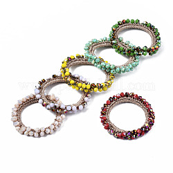 Bracelet extensible tressé en perles de verre couleur bonbon, bijoux faits à la main de mode pour femmes, couleur mixte, diamètre intérieur: 1-5/8 pouce (4.2 cm)