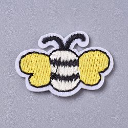 Tissu de broderie informatisé fer/coudre sur les patchs, accessoires de costumes, appliques, abeilles, jaune, 24x35.5x1.5mm