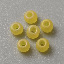 Abalorios de vidrio esmerilado transparente, rerondana plana, amarillo, 5x3.5mm, agujero: 1.2 mm, aproximamente 2400 unidades / 200 g
