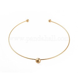 304ステンレススチール製チョーカーネックレス  硬いネックレス  ネックワイヤーネックレス  硬いネックレス  ゴールドカラー  5-3/4インチ（14.5cm）  2mm