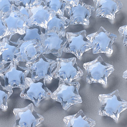Transparente Acryl Perlen, Perle in Perlen, facettiert, Stern, Kornblumenblau, 14x15x8.5 mm, Bohrung: 2 mm, ca. 518 Stk. / 500 g
