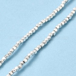 Perline di ematite non magnetici fili sintetici, cubo, Argento Placcato, 2x2x2mm, Foro: 0.8 mm, circa 207pcs/filo, 16.14'' (41 cm)