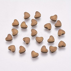 Legierung Tibetische Perlen, Cadmiumfrei und Nickel frei und Bleifrei, Herz, Antik Bronze, 6x5x3 mm, Bohrung: 1 mm