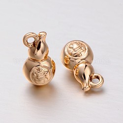 Lead Free & Nickel Free Alloy Gourd/Calabash Charms, Long-Lasting Plated, Light Gold, 15x9x8mm, Hole: 2mm