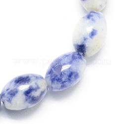 Hebras de perlas de jaspe de piedra azul natural en forma ovalada, azul real, 9x6x6mm, agujero: 1 mm, aproximamente 44 pcs / cadena, 15.7 pulgada