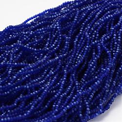 Perles de verre rondelle facettées demi-arc-en-ciel, mat, bleu, 2.8~3x2mm, Trou: 0.8mm, Environ 200 pcs/chapelet, 15.1 pouce