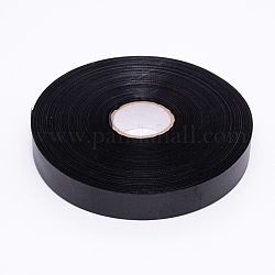 Eingenähtes Etikettenband aus Polyesterrohling, mit Spule, Schwarz, 25 mm, 200 m / Rolle