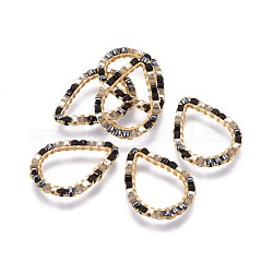 Miyuki & toho perline giapponesi fatte a mano, con anelli di collegamento in ottone, modello telaio, lacrima, oro, colorato, 19~20x14x1.8mm