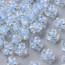 Transparent Acrylic Beads, Bead in Bead, Flower, Cornflower Blue, 12x12.5x6mm, Hole: 2.5mm, about 893pcs/500g