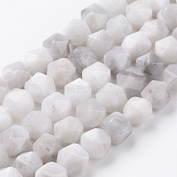 Natural White Crazy Agate Beads Strands, Faceted, Round, 8x7mm, Hole: 1mm, about 49pcs/strand, 15.3 inch(39cm)