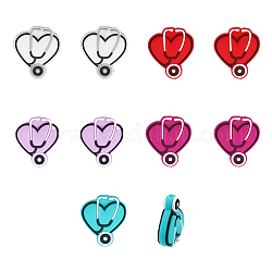 CHGCRAFT 10Pcs 5Colors Heart with Stethoscope Shape Silicone Beads for DIY Necklaces Bracelet Keychain Making Handmade Crafts, Mixed Color