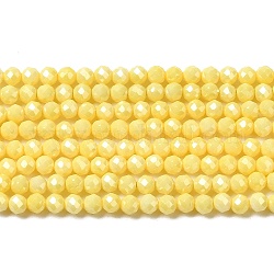 Zirkonia Perlenstränge, facettiert rund, Gelb, 3 mm, Bohrung: 0.6 mm, ca. 120 Stk. / Strang, 14.84''~14.96'' (37.7~38 cm)