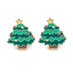 Broches de esmalte de aleación con temática navideña, pin de esmalte, con garras, árbol de Navidad, colorido, 22x20x9.5mm, pin: 1 mm