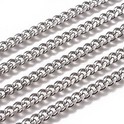 304 cadenas de eslabones cubanos de acero inoxidable hechos a mano, cadenas de bordillo gruesas, cadenas retorcidas, sin soldar, facetados, color acero inoxidable, 7x5x2mm, alambre: 1.4 mm
