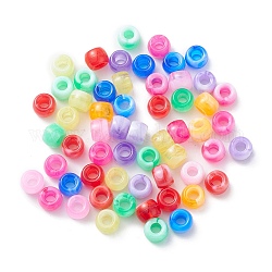 Perles en plastique, deux tons, baril, couleur mixte, 9.5x6mm, Trou: 4mm, environ 900 pcs/500 g
