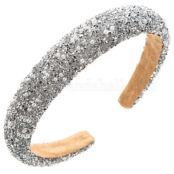 Bandeaux de cheveux en strass et perles, Accessoires pour cheveux en tissu large pour femmes et filles, couleur d'argent, 135x120mm