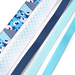 3Rollen Polyesterbänder, mit 2 Rolle Ripsband, für Geschenk-Verpackung, Mischfarbe, 3/8~5/8 Zoll (9.7~16 mm), 1 m / Rolle, 5 Rollen / Satz
