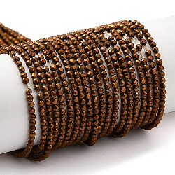 Chapelets de perles en verre électroplaqué, plein plaqué, ronde à facettes, antique bronze plaqué, 2mm, Trou: 0.7mm, Environ 184~187 pcs/chapelet, 14.45'' (36.7 cm)