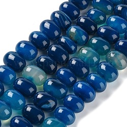 Cuentas de ágata natural hebras, teñido y climatizada, huevo, azul marino, 15~17x11~12mm, agujero: 1.6 mm, aproximamente 14~15 pcs / cadena, 6.69~6.89 pulgada (17~17.5 cm)