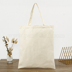 Cotton Cloth Blank Canvas Bag, Vertical Tote Bag for DIY Craft, White, 45x37cm
