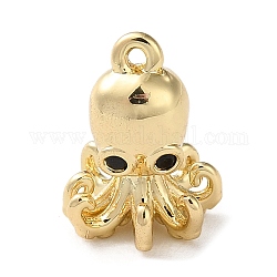 Brass Rhinestone Pendant, Marine Animal Charm, Golden, Octopus, 10.5x7.5x8mm, Hole: 0.8mm