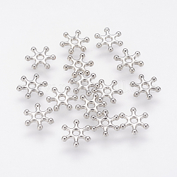 Ccb Kunststoff-Perlen, Schneeflocke, Platin Farbe, 9x2 mm, Bohrung: 2 mm
