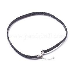 Gewachste Polyesterschnur Halsketten machen, mit 304 Edelstahl Karabinerverschlüsse, Schwarz, 16-1/8 Zoll (41 cm), 8 mm