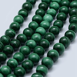 Chapelets de perles en malachite naturelle, Grade a, ronde, 5mm, Trou: 0.7mm, Environ 80 pcs/chapelet, 15.5 pouce (39.5 cm)