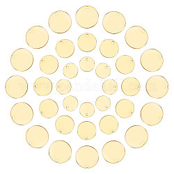 CREATCABIN 60Pcs 3 Style Brass Charms, Stamping Blank Tag, Long-Lasting Plated, Flat Round, Real 18K Gold Plated, 20pcs/style