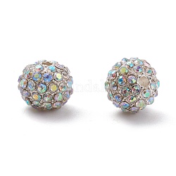Perles de strass en alliage, Grade a, ronde, couleur argentée, cristal ab, 10mm, Trou: 2mm