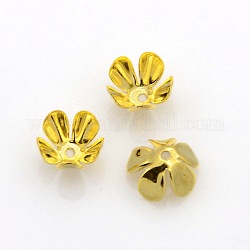5 -petal Eisen Blume Perlkappen, golden, 8x4 mm, Bohrung: 1 mm