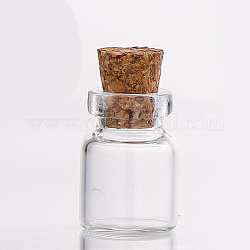 Mini High Borosilicate Glass Bottle Bead Containers, Wishing Bottle, with Cork Stopper, Column, Clear, 1.3x1.8cm, Capacity: 1ml(0.03fl. oz)