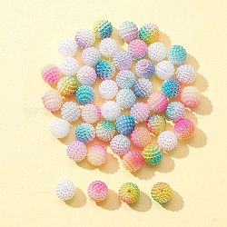 50 pz 5 colori perle acriliche imitazione perla, perline bacca, perline combinati, tondo, colore misto, 10mm, Foro: 1 mm, 10 pz / colore