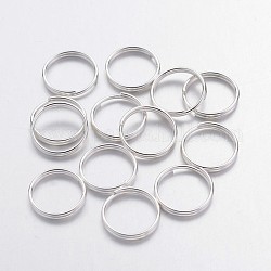 Silver Color Plated Iron Split Rings, Double Loops Jump Rings, Cadmium Free & Lead Free, 10x1.4mm,  about 8.6mm inner diameter, about 200pcs/50g