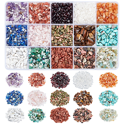 Nbeads ca. 3450 Stück natürliche Chip-Edelsteinperlen ungebohrt, 15 Stile keine Lochkristalle, die zerkleinerte Perlen unregelmäßig geformte lose Energiesteinperlen Schmuckherstellungshandwerksgeschenk polieren, 2~8 mm