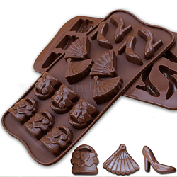 Stampi in silicone per uso alimentare, stampi per caramelle e cioccolato, Modelli misti, sella marrone, 105x210x12mm